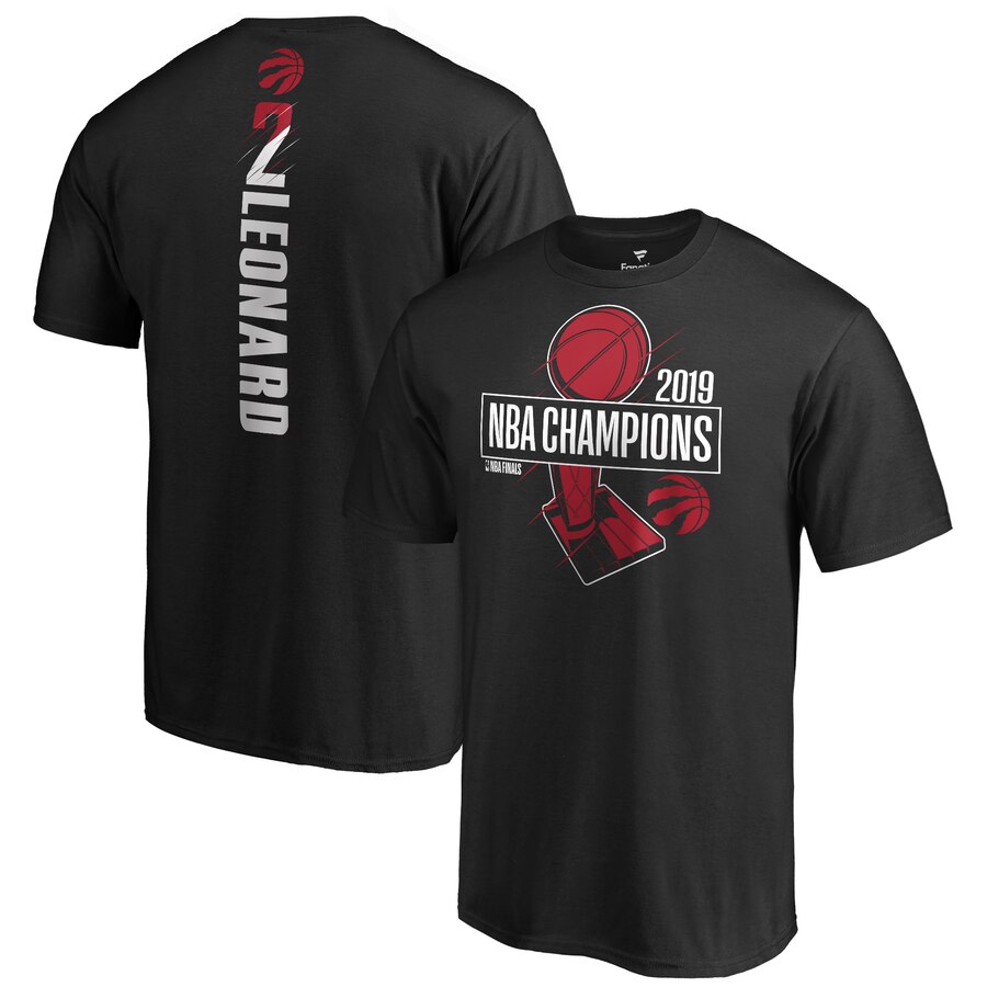 Toronto Raptors 2 Kawhi Leonard 2019 NBA Finals Champions Name & Number T-Shirt Black