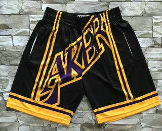 Men's Los Angeles Lakers Black Big Face Hardwood Classics Soul Swingman Throwback Shorts