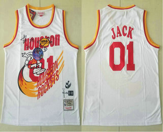 Travis Scott X Br X MN Houston Rockets #01 Jack White Basketball Swingman Stitched Throwback Jersey