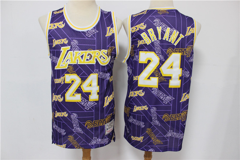 Men's Los Angeles Lakers #24 Kobe Bryant Purple Tear Up Pack Throwback Swingman Jeresy
