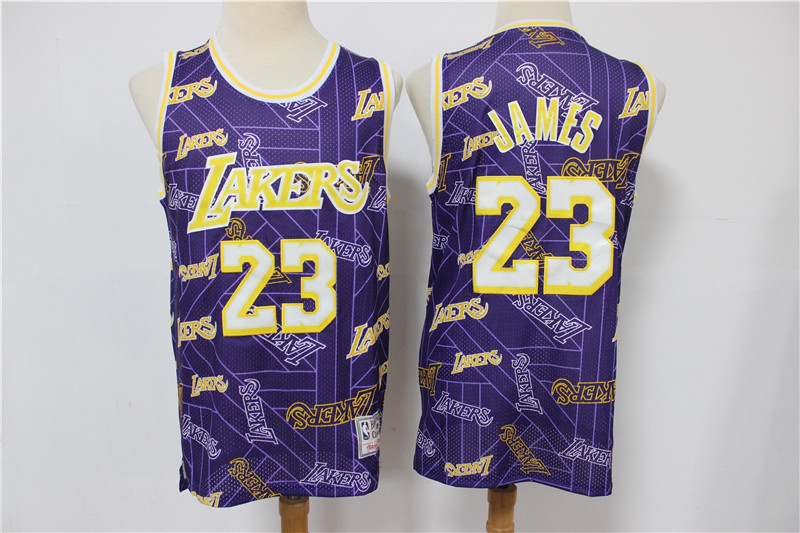 Men's Los Angeles Lakers #23 LeBron James Purple Tear Up Pack Throwback Swingman Jeresy