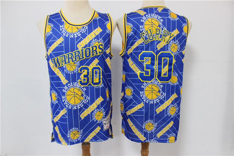 Men's Golden State Warriors #30 Stephen Curry Blue Tear Up Pack Throwback Swingman Jeresy
