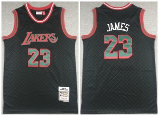 Men's Black Los Angeles Lakers #23 LeBron James 2018-19 Throwback Hardwood Classics Stitched Jersey