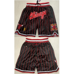 Men Chicago Bulls Black Throwback Shorts Run Small