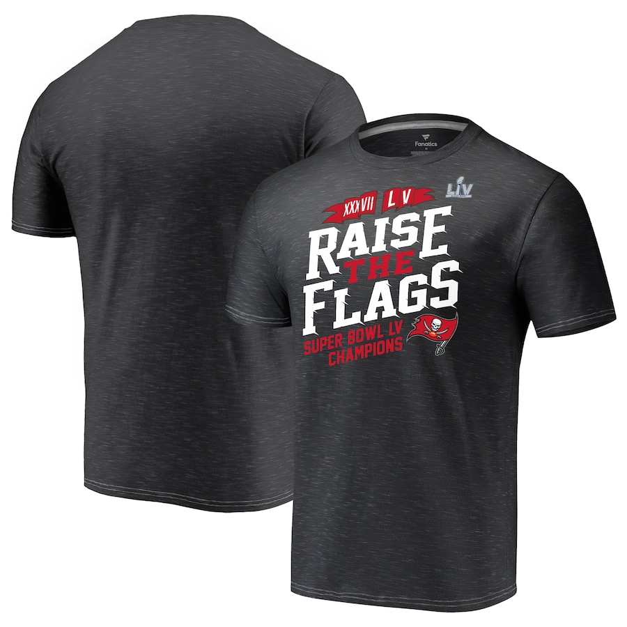 Men's Tampa Bay Buccaneers Charcoal 2 Time Super Bowl Champions Hometown Raise the Flags Space Dye T-Shirt