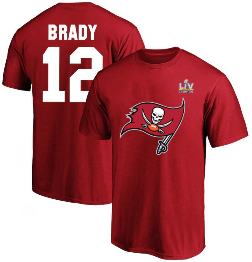 Men's Tampa Bay Buccaneers Tom Brady Red Super Bowl LV Champions Big & Tall Name & Number T-Shirt