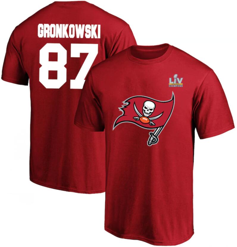 Men's Tampa Bay Buccaneers Rob Gronkowski Red Super Bowl LV Champions Big & Tall Name & Number T-Shirt