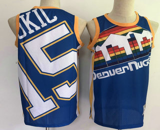 Men's Denver Nuggets #15 Nikola Jokic Blue Big Face Hardwood Classics Soul Swingman Throwback Jersey