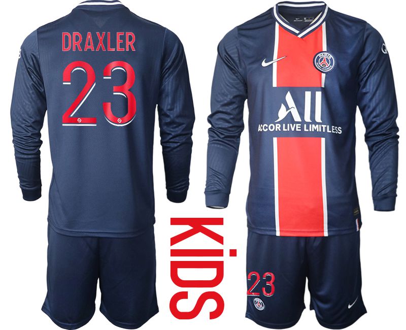 Youth 2020-2021 club Paris St German home long sleeve 23 blue Soccer Jerseys