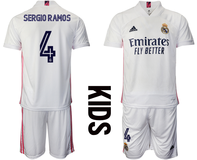 Youth 2020-2021 club Real Madrid home 4 white Soccer Jerseys