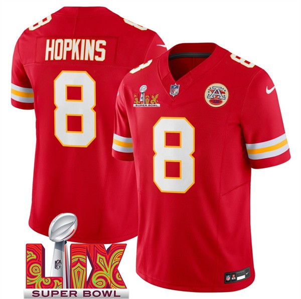 Men’s Kansas City Chiefs #8 DeAndre Hopkins Red 2025 F.U.S.E. Super Bowl LIX Patch Vapor Untouchable Limited Football Stitched Jersey