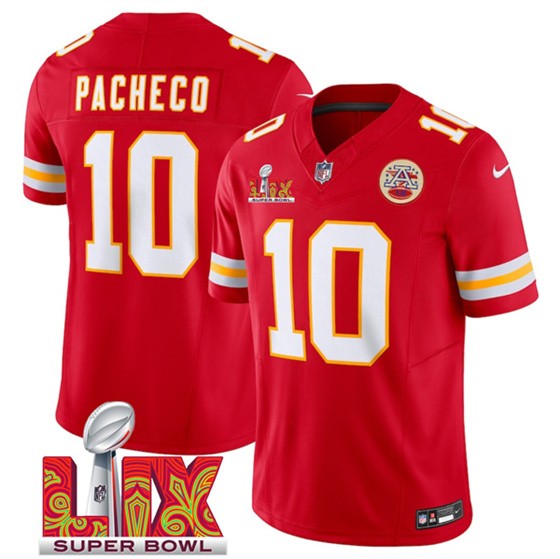 Men’s Kansas City Chiefs #10 Isiah Pacheco Red 2025 F.U.S.E. Super Bowl LIX Patch Vapor Untouchable Limited Football Stitched Jersey