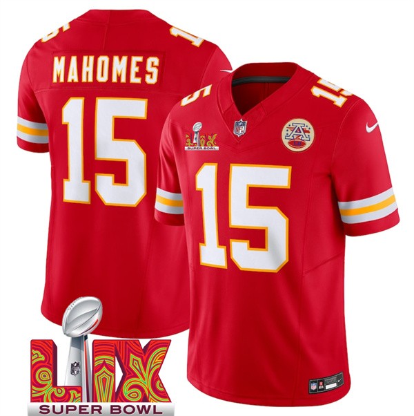 Men's Kansas City Chiefs #15 Patrick Mahomes Red 2025 F.U.S.E. Super Bowl LIX Patch Vapor Untouchable Limited Football Stitched Jersey