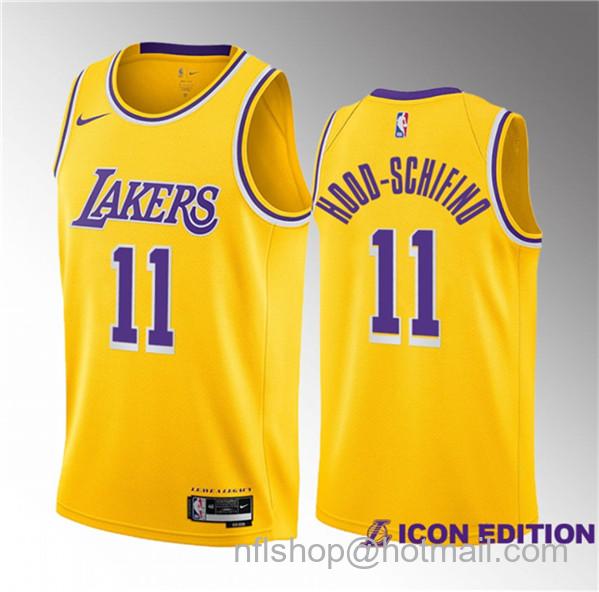 Jalen Hood-Schifino Men's Los Angeles Lakers #11 2023 Draft Icon Edition Stitched Basketball Jersey - Yellow