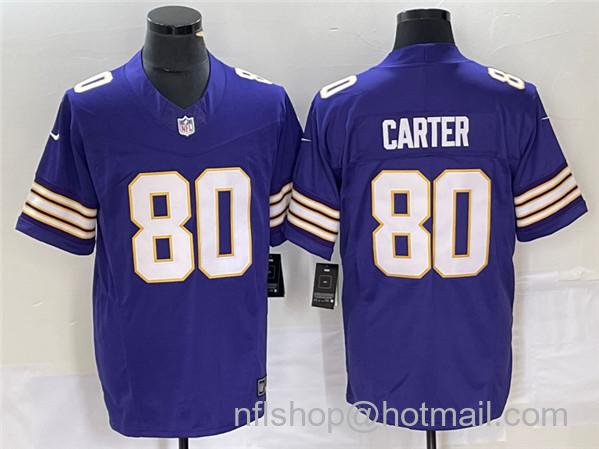 Men's Minnesota Vikings #80 Cris Carter Purple 2023 F.U.S.E. Vapor Untouchable Limited Stitched Jersey