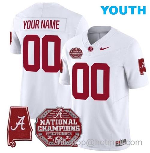 Youth Nike Custom Alabama Crimson Tide Jersey Name and Number Vapor Limited White All Stitched