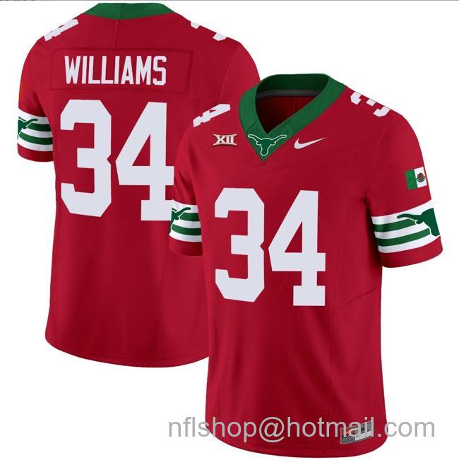 Men's Ricky Williams Jersey #34 Texas Longhorns Mexico Vapor College Football Red