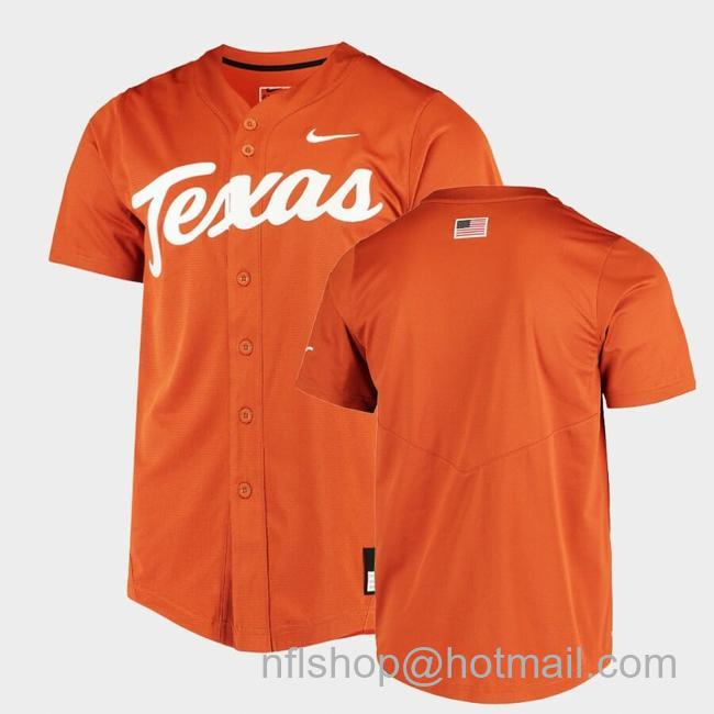 Men's Texas Longhorns Custom Name Number Orange College Baseball Jersey