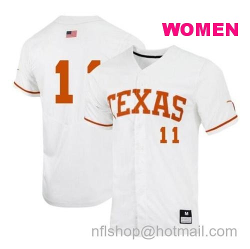 Women's Tanner Witt Jersey Texas Longhorns Baseball NCAA College White Alumni #11