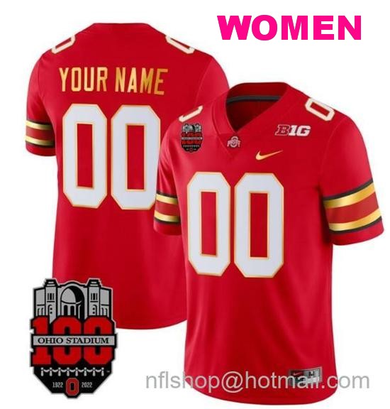 Women's Nike Custom Ohio State Buckeyes Jersey Name and Number College Football Stitched Gold Trim Scarlet
