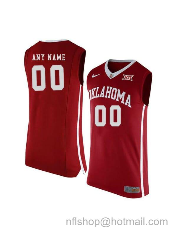 Men's Nike Custom Oklahoma Sooners Jersey College Basketball Name and Number Elite Red Patch