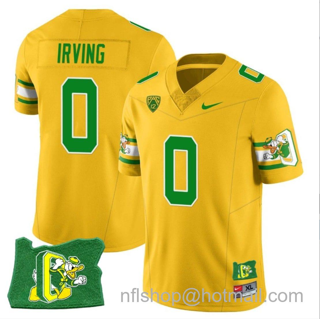 Men's Nike Mar'Keise Irving Jersey #0 Oregon Ducks ‘Mighty Oregon’ Throwback Football Oregon State Yellow