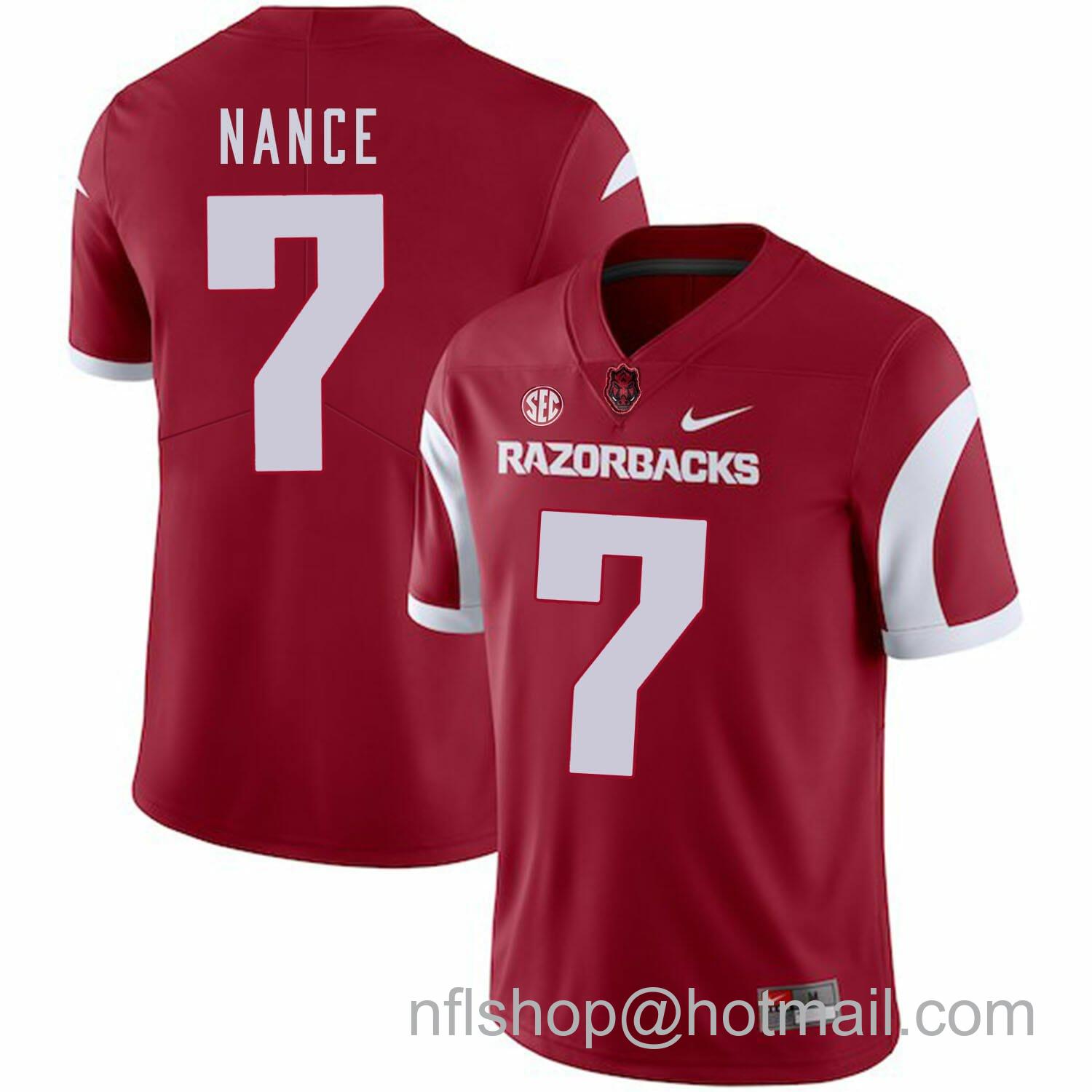 Men's Nike Arkansas Razorbacks #7 Jonathan Nance College Football Jersey Red