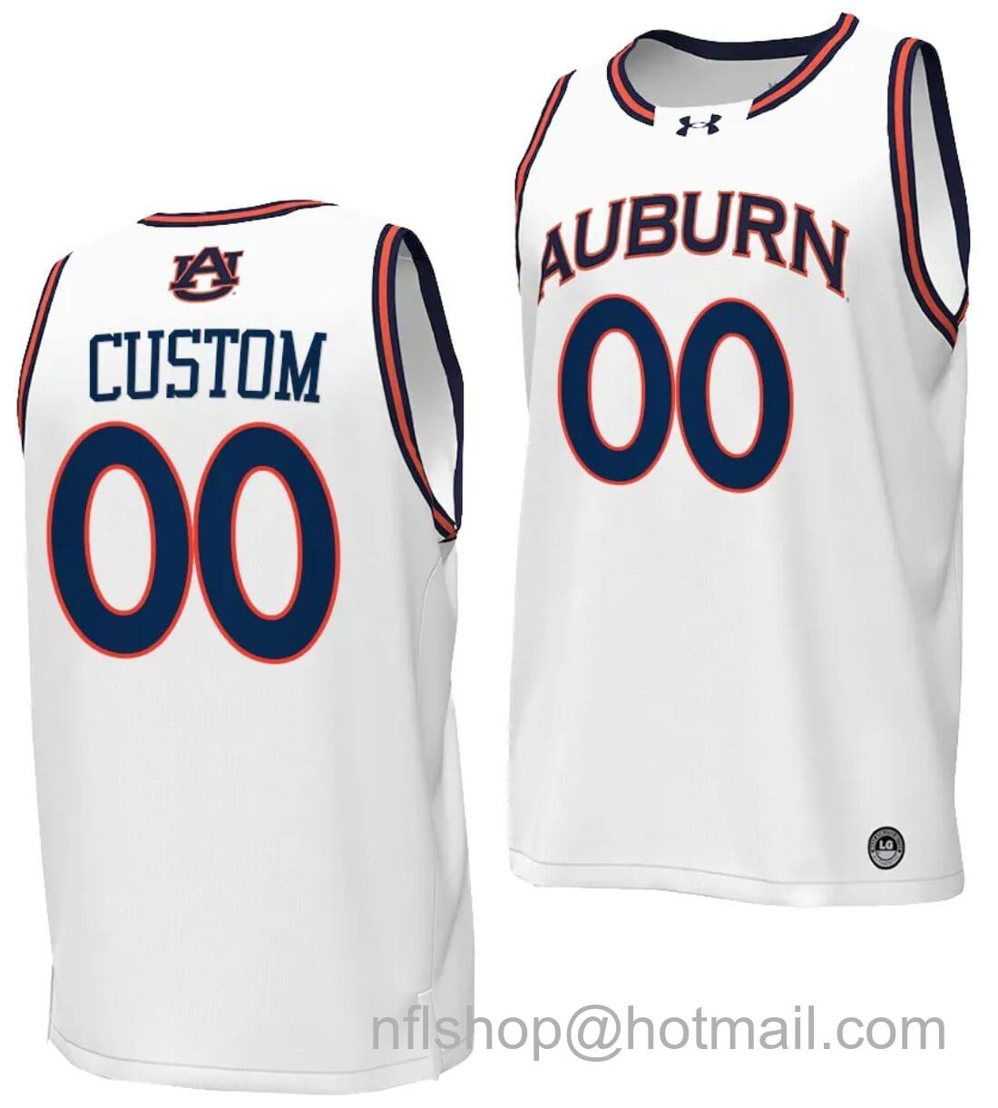 Men's Under Armour Custom Auburn Tigers Jersey Name and Number Replica College Basketball 2023-24 White