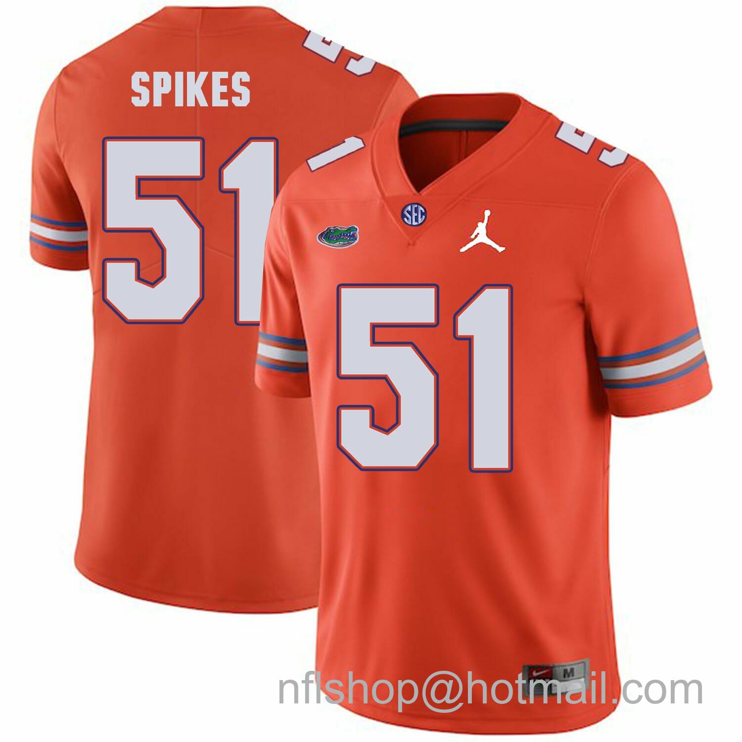 Men's Jordan Brand Florida Gators #51 Brandon Spikes NCAA Football Jersey Orange Logo Patch