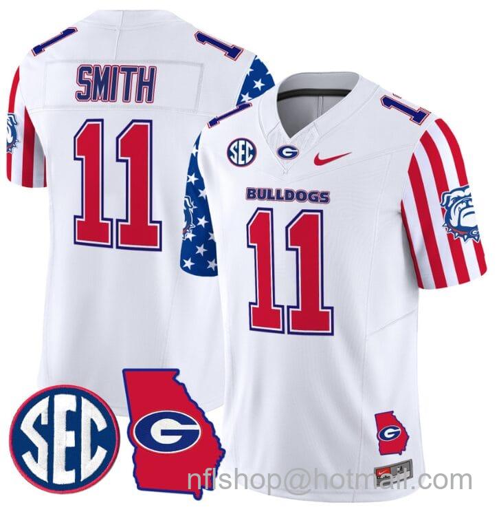 Men's Nike Arian Smith Jersey #11 Georgia Bulldogs American Style Vapor Limited Football Stitched White