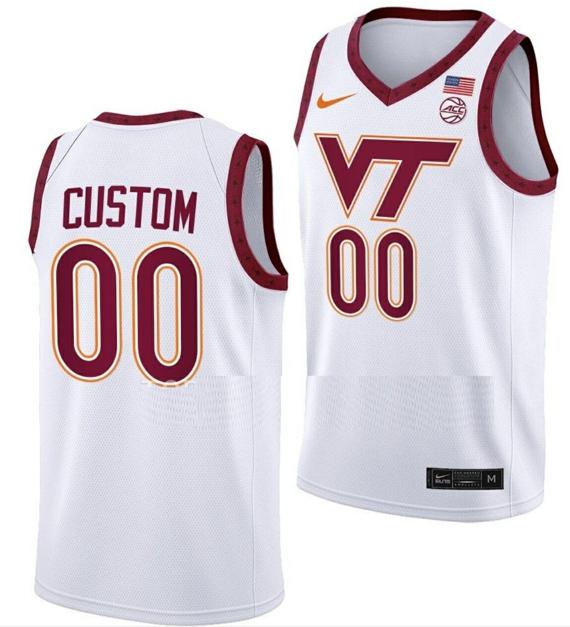 Men's Custom Virginia Tech Hokies Jersey Name and Number College Basketball Swingman White