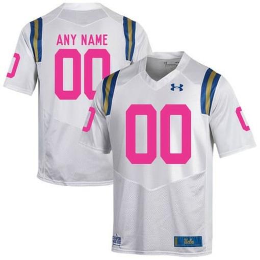 Men's UCLA Bruins Custom Jersey White Pink College Football