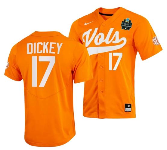 Men's Jared Dickey Jersey Tennessee Volunteers #17 Orange 2023 NCAA Baseball College World Series OMAHA 8