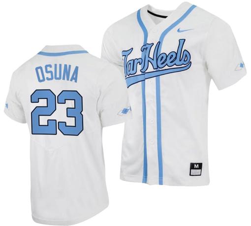 Men's Alberto Osuna Jersey #23 North Carolina Tar Heels Baseball White Full-Button