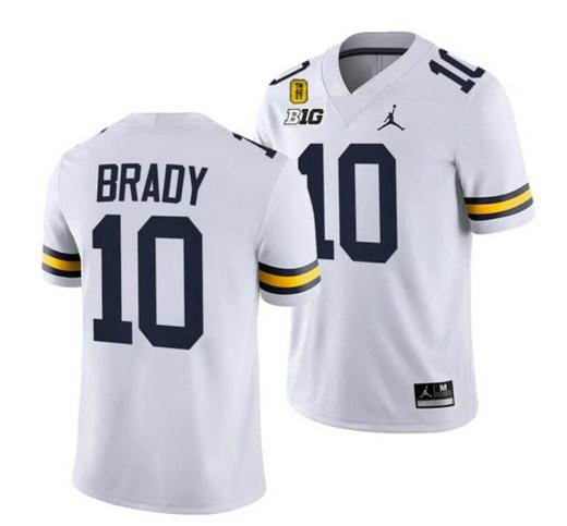 Men's Michigan Wolverines TM 42 Patch Honor Tate Myre #25 Tom Brady Jersey #10 All Stitched White