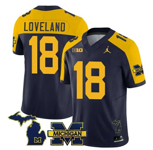 Men's Michigan Wolverines Colston Loveland Jersey #18 Special College Football 2023 Stitched Navy Alternate