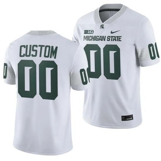 Men's Custom Michigan State Spartans Jersey Name and Number College Football White 2023 Game