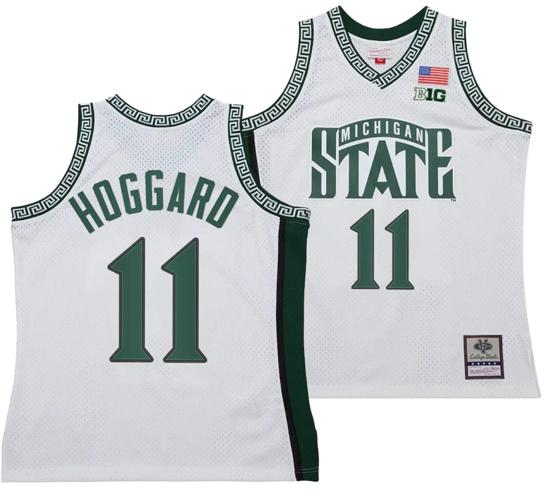 Men's AJ Hoggard Jersey #11 Michigan State Spartans 125th Basketball Anniversary 1999 Throwback White