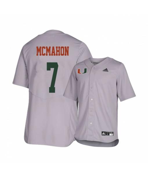 Men's Miami Hurricanes 7 Chris Mcmahon Gray College Baseball Jersey