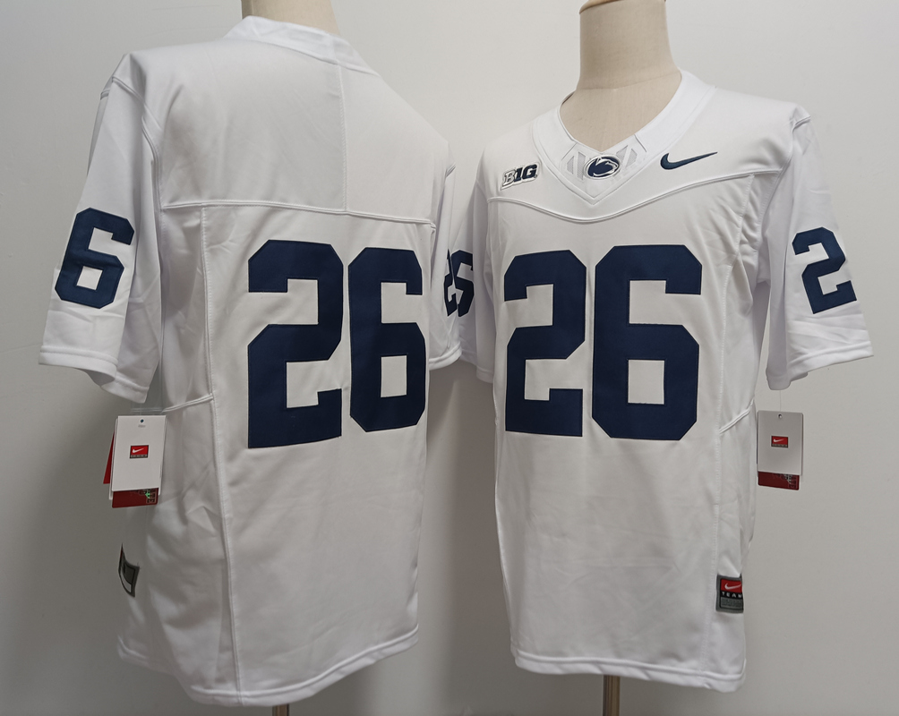 Men's Penn State Nittany Lions #26 Saquon Barkley Without Name White 2024 F.U.S.E. Stitched College Football Jersey