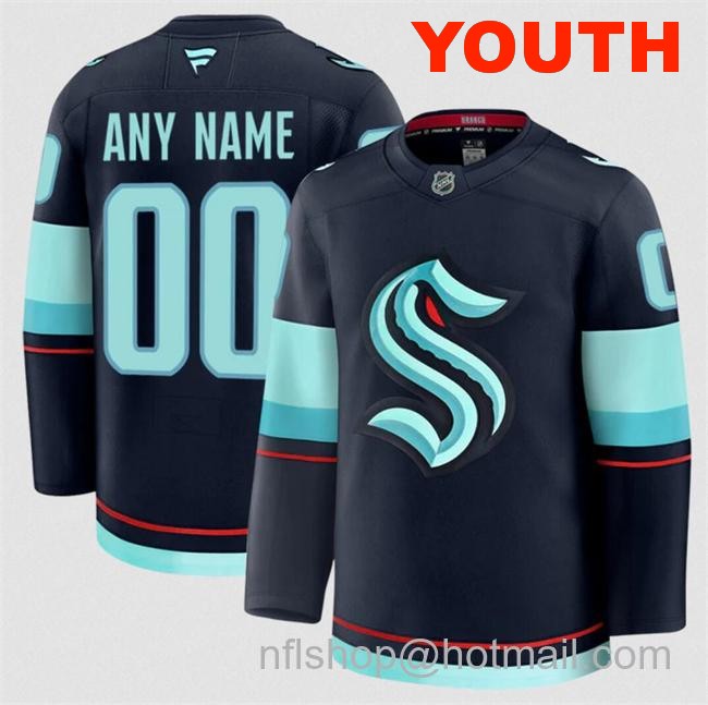 Customized Youth Seattle Kraken Navy 2024-25 Home Stitched Hockey Jersey