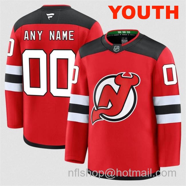 Customized Youth New Jersey Devils Red 2024-25 Home Stitched Hockey Jersey
