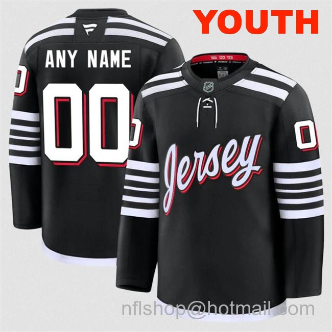 Customized Youth New Jersey Devils Black 2024-25 Alternate Stitched Hockey Jersey