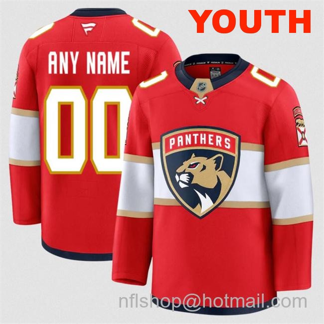 Customized Youth Florida Panthers Red 2024-25 Home Stitched Hockey Jersey