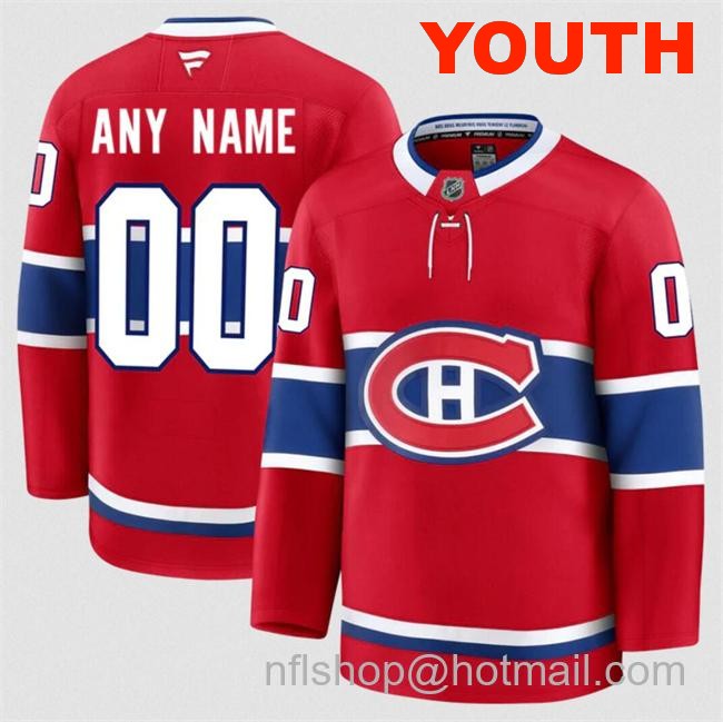 Customized Youth Montreal Canadiens Red 2024-25 Home Stitched Hockey Jersey