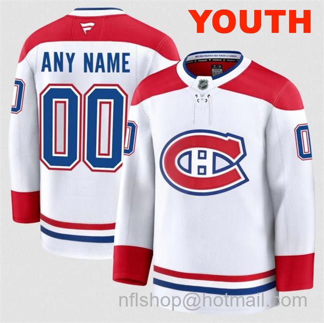 Customized Youth Montreal Canadiens White 2024-25 Away Stitched Hockey Jersey