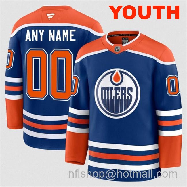 Customized Youth Edmonton Oilers Royal 2024-25 Home Stitched Hockey Jersey