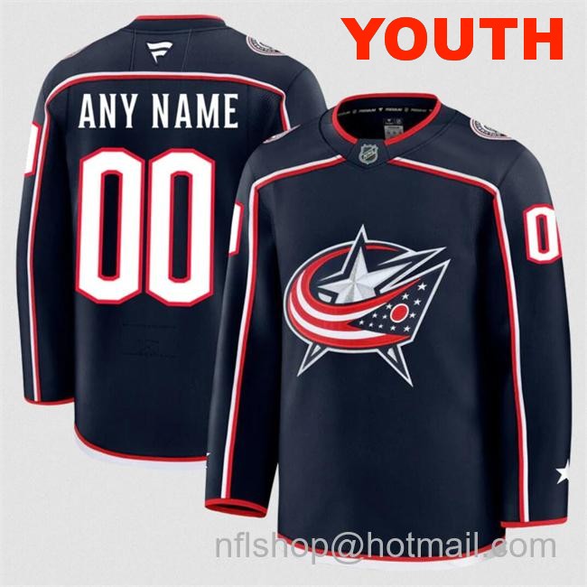 Customized Youth Columbus Blue Jackets Navy 2024-25 Home Stitched Hockey Jersey