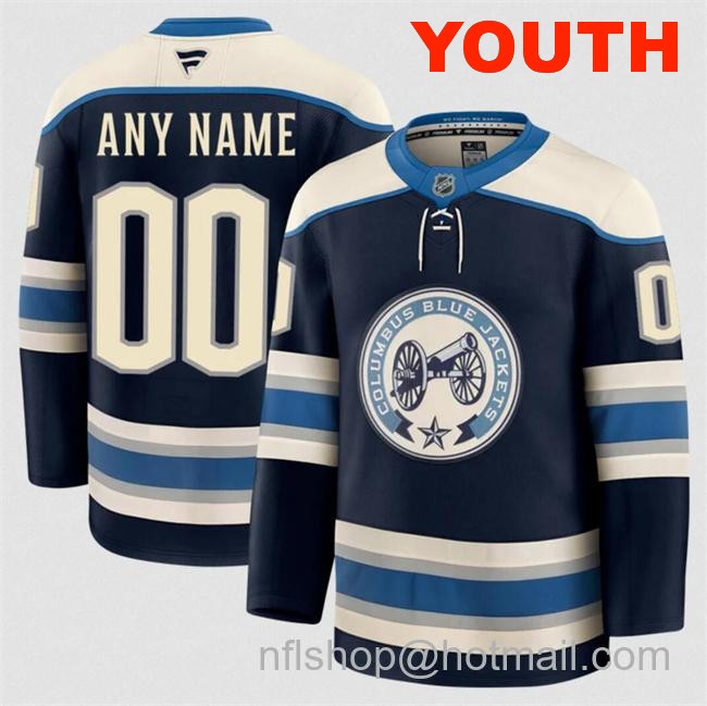 Customized Youth Columbus Blue Jackets Navy 2024-25 Alternate Stitched Hockey Jersey