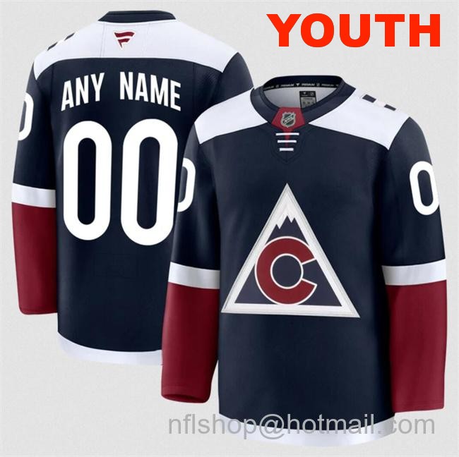 Customized Youth Colorado Avalanche Navy 2024-25 Alternate Stitched Jersey